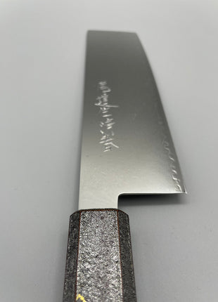 【菜切包丁】ダマスカス 166mm 漆塗り（銀金箔）八角柄