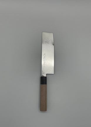 【菜切包丁】ダマスカス 166mm 黒合板とくるみ八角柄