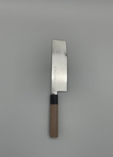 【菜切包丁】ダマスカス 166mm 黒合板とくるみ八角柄