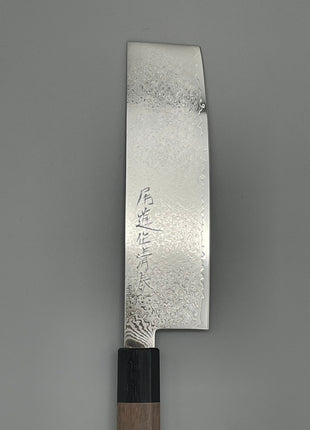 【菜切包丁】ダマスカス 166mm 黒合板とくるみ八角柄