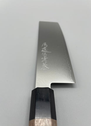 【菜切包丁】ダマスカス 166mm 黒合板とくるみ八角柄