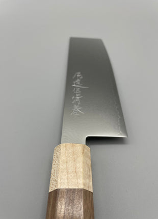 【菜切包丁】ダマスカス 166mm メープルとくるみ八角柄