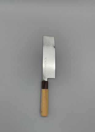 【菜切包丁】ダマスカス 166mm マホガニーとけやき八角柄