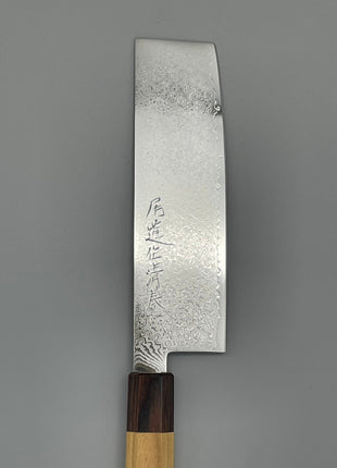 【菜切包丁】ダマスカス 166mm マホガニーとけやき八角柄
