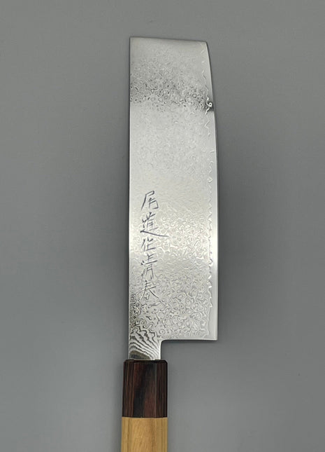 【菜切包丁】ダマスカス 166mm マホガニーとけやき八角柄