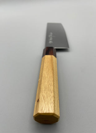 【菜切包丁】ダマスカス 166mm マホガニーとけやき八角柄