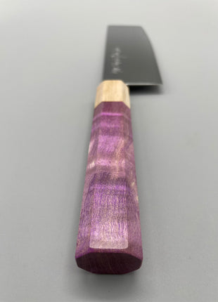 【菜切包丁】ダマスカス 166mm メープルとスタビライズドウッド（ピンク）八角柄