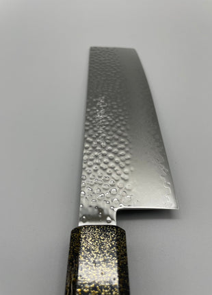 【菜切包丁】槌目ダマスカス 166mm 漆塗り（富士山と桜）八角柄