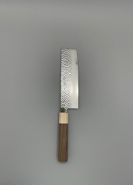 【菜切包丁】槌目ダマスカス 166mm メープルとくるみ八角柄