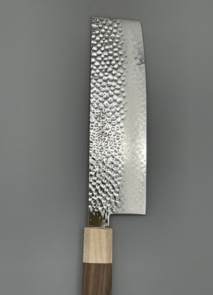 【菜切包丁】槌目ダマスカス 166mm メープルとくるみ八角柄