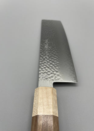 【菜切包丁】槌目ダマスカス 166mm メープルとくるみ八角柄