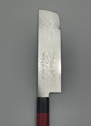 【菜切包丁】ダマスカス 162mm 黒合板と赤合板八角柄