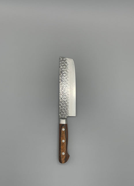 【菜切包丁】槌目ダマスカス 160mm 茶合板柄