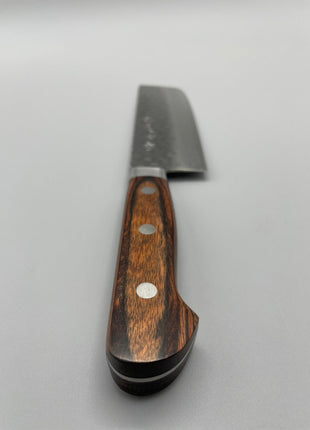 【菜切包丁】槌目ダマスカス 160mm 茶合板柄