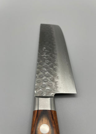 【菜切包丁】槌目ダマスカス 160mm 茶合板柄