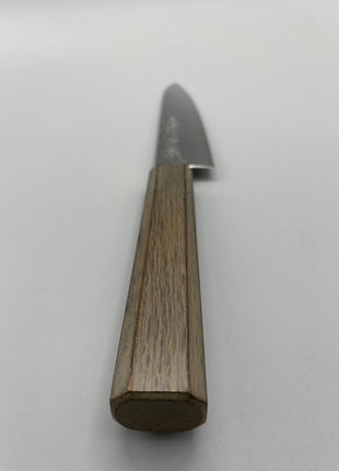 【ペティナイフ】槌目ダマスカス 150mm 漆塗り（透木目）八角柄
