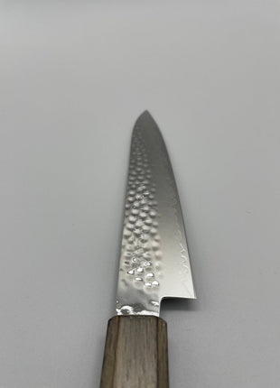 【ペティナイフ】槌目ダマスカス 150mm 漆塗り（透木目）八角柄