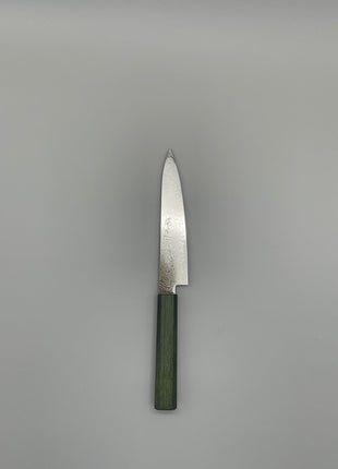 【ペティナイフ】ダマスカス 150mm 漆塗り（緑漆）八角柄