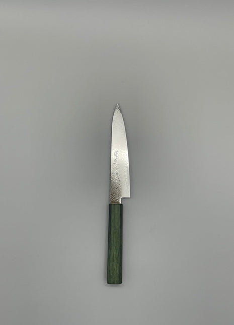 【ペティナイフ】ダマスカス 150mm 漆塗り（緑漆）八角柄
