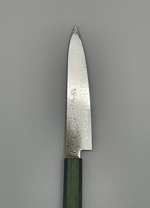 【ペティナイフ】ダマスカス 150mm 漆塗り（緑漆）八角柄