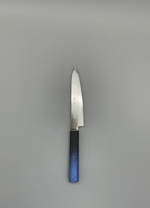 【ペティナイフ】ダマスカス 150mm 漆塗り（青烈火黒）八角柄