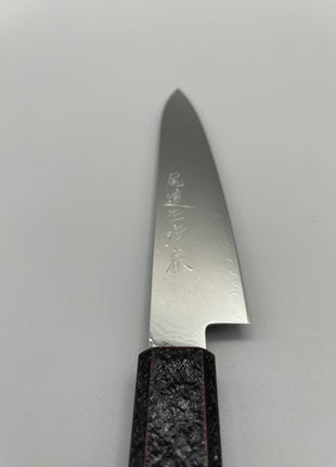 【ペティナイフ】ダマスカス 150mm 漆塗り（青烈火黒）八角柄