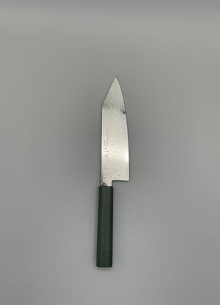 【切付包丁】ダマスカス 180mm 漆塗り（緑漆）八角柄