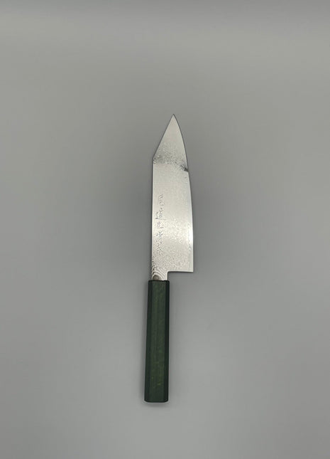 【切付包丁】ダマスカス 180mm 漆塗り（緑漆）八角柄
