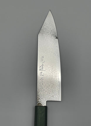【切付包丁】ダマスカス 180mm 漆塗り（緑漆）八角柄