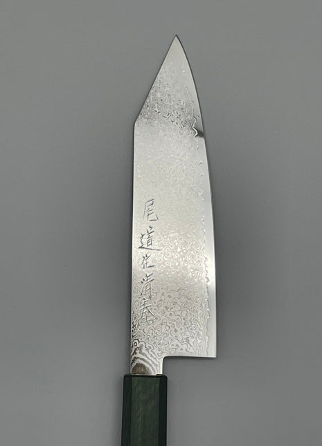 【切付包丁】ダマスカス 180mm 漆塗り（緑漆）八角柄
