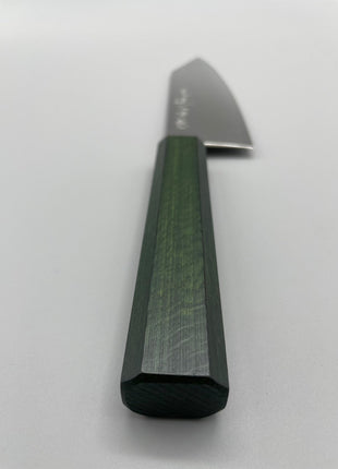 【切付包丁】ダマスカス 180mm 漆塗り（緑漆）八角柄
