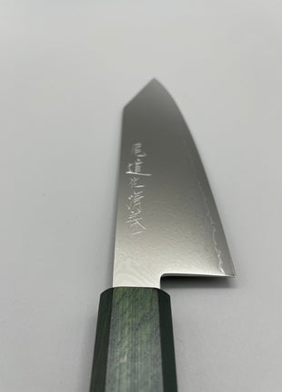 【切付包丁】ダマスカス 180mm 漆塗り（緑漆）八角柄