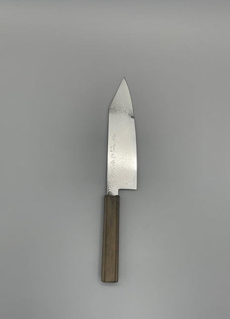 【切付包丁】ダマスカス 180mm 漆塗り（透木目）八角柄