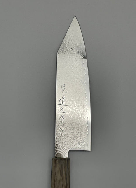 【切付包丁】ダマスカス 180mm 漆塗り（透木目）八角柄