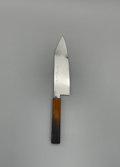 【切付包丁】ダマスカス 180mm 漆塗り（艶漆）八角柄