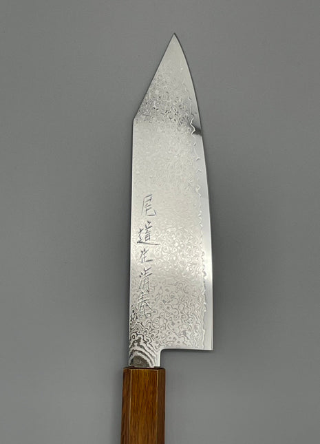 【切付包丁】ダマスカス 180mm 漆塗り（艶漆）八角柄