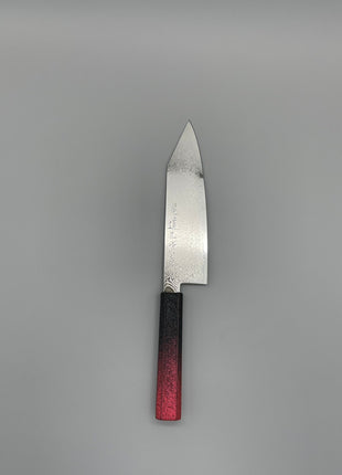 【切付包丁】ダマスカス 180mm 漆塗り（赤烈火黒）八角柄