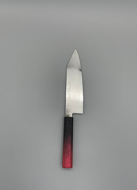 【切付包丁】ダマスカス 180mm 漆塗り（赤烈火黒）八角柄