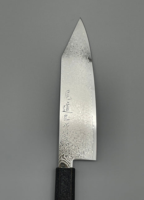 【切付包丁】ダマスカス 180mm 漆塗り（赤烈火黒）八角柄