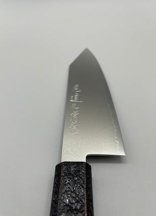 【切付包丁】ダマスカス 180mm 漆塗り（赤烈火黒）八角柄