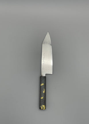 【切付包丁】ダマスカス 180mm 漆塗り（銀金箔）八角柄