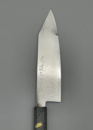 【切付包丁】ダマスカス 180mm 漆塗り（銀金箔）八角柄