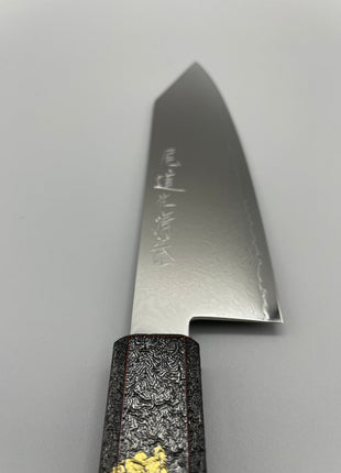 【切付包丁】ダマスカス 180mm 漆塗り（銀金箔）八角柄