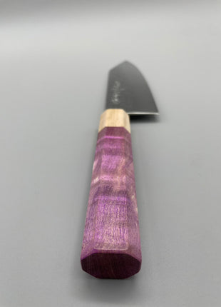 【切付包丁】槌目ダマスカス 180mm メープルとスタビライズドウッド（ピンク）八角柄