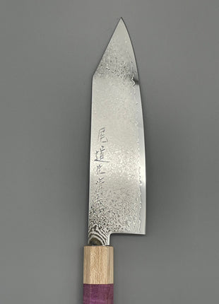 【切付包丁】ダマスカス 180mm メープルとスタビライズドウッド（ピンク）八角柄