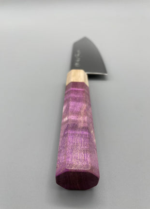 【切付包丁】ダマスカス 180mm メープルとスタビライズドウッド（ピンク）八角柄