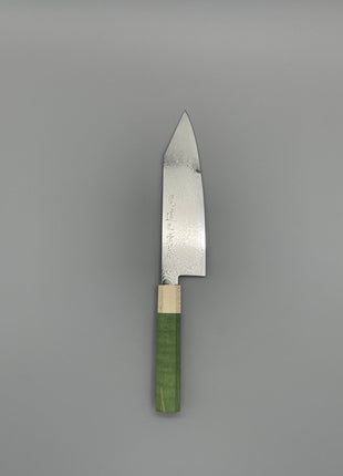 【切付包丁】ダマスカス 180mm メープルとスタビライズドウッド（グリーン）八角柄