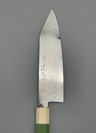 【切付包丁】ダマスカス 180mm メープルとスタビライズドウッド（グリーン）八角柄