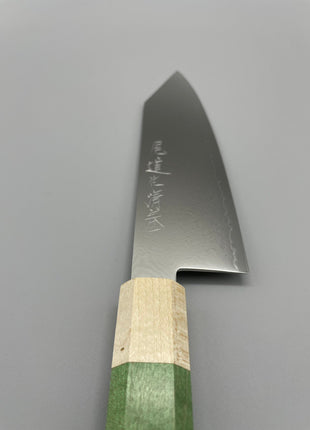 【切付包丁】ダマスカス 180mm メープルとスタビライズドウッド（グリーン）八角柄