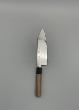 【切付包丁】ダマスカス 180mm 黒合板とくるみ八角柄
